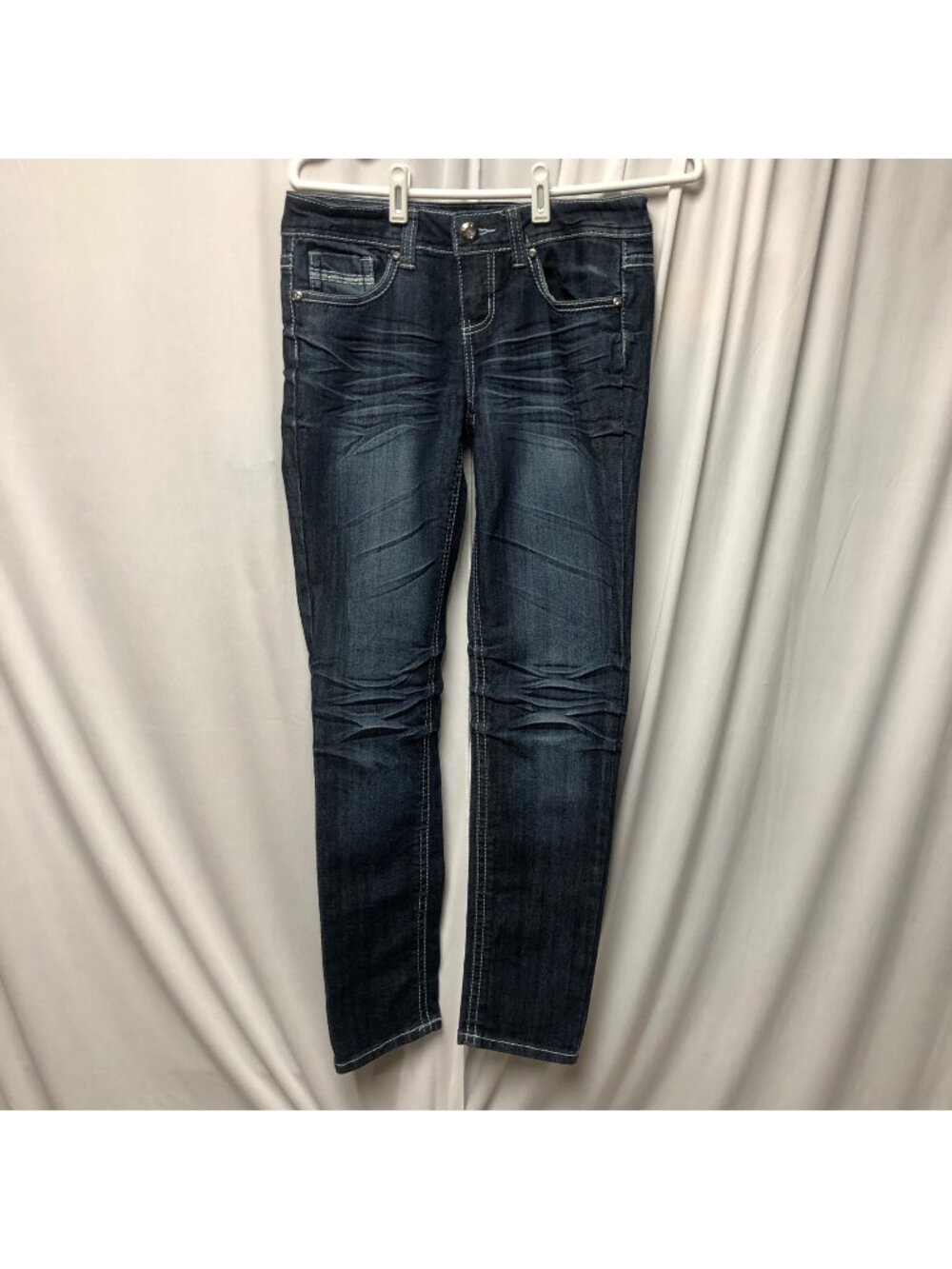 ZCO Embellished Skinny Jeans Womens Size 5-6 Dark Wash Cross Rhinestone Pocket